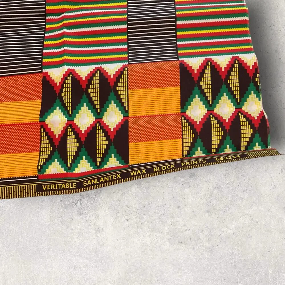 Zambian Chitenge Fabric Veritable Sanlantex Wax Block Print 36 x 36 Cotton